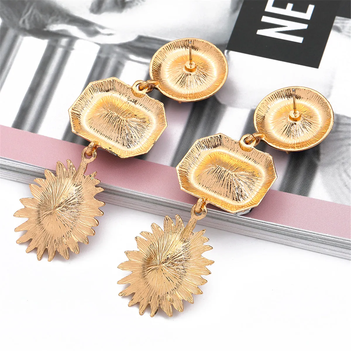 Crystal & 18K Gold-Plated Geometric Drop Earrings