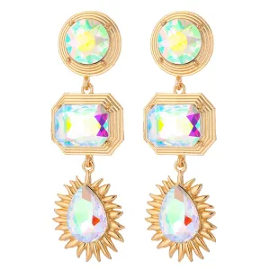 Crystal & 18K Gold-Plated Geometric Drop Earrings