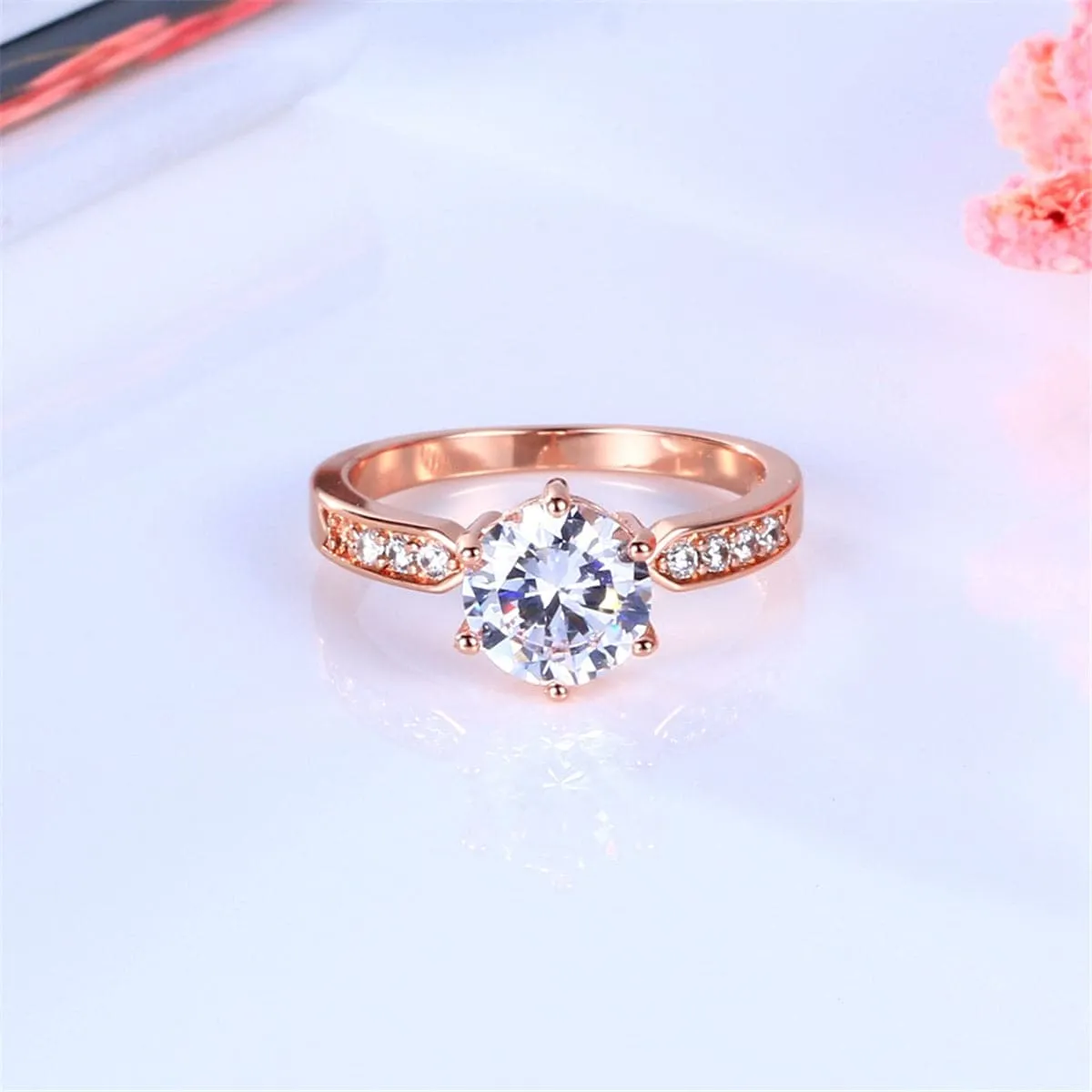 Crystal & 18K Rose Gold-Plated Cocktail Ring