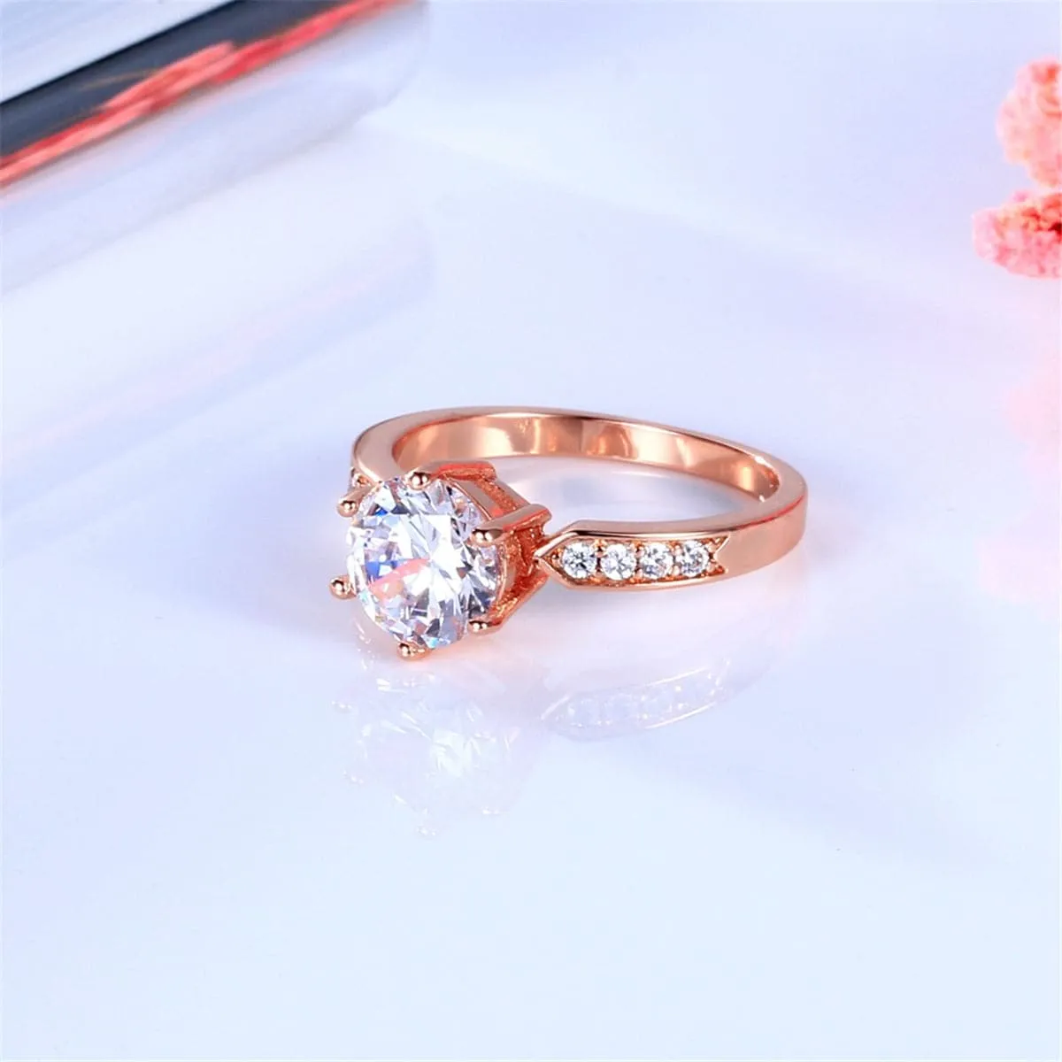 Crystal & 18K Rose Gold-Plated Cocktail Ring