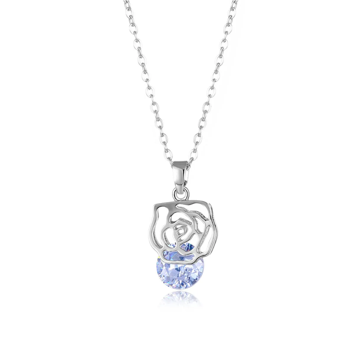 Crystal & Silver-Plated Rose Pendant Necklace