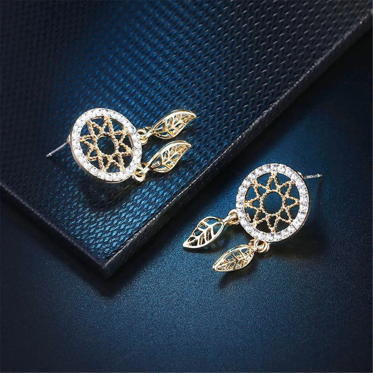Cubic Zirconia & 18K Gold-Plated Dream Catcher Drop Earrings
