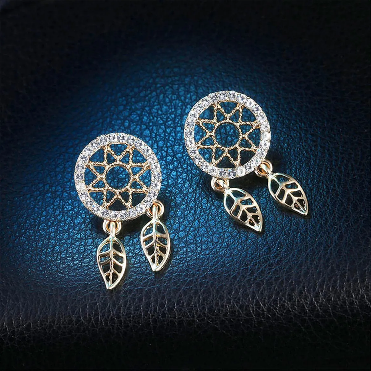 Cubic Zirconia & 18K Gold-Plated Dream Catcher Drop Earrings