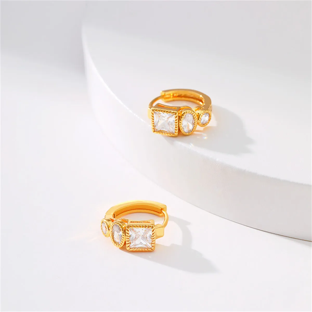 Cubic Zirconia & 18K Gold-Plated Huggie Earrings