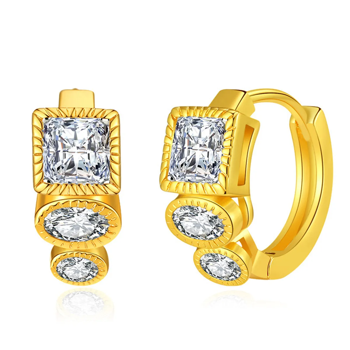 Cubic Zirconia & 18K Gold-Plated Huggie Earrings