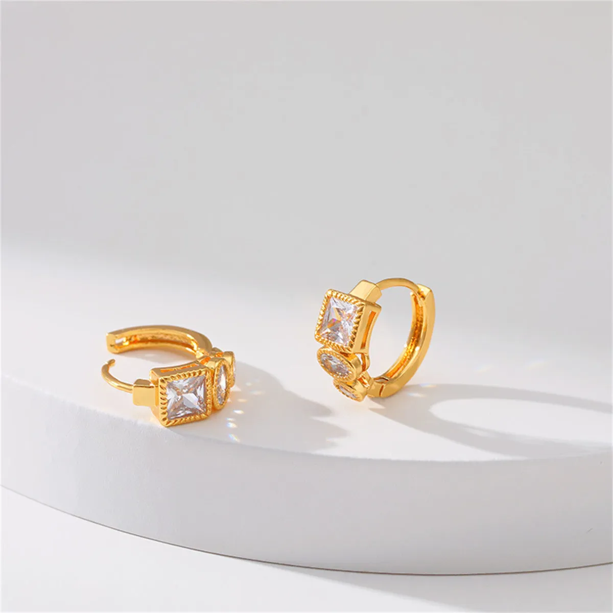 Cubic Zirconia & 18K Gold-Plated Huggie Earrings