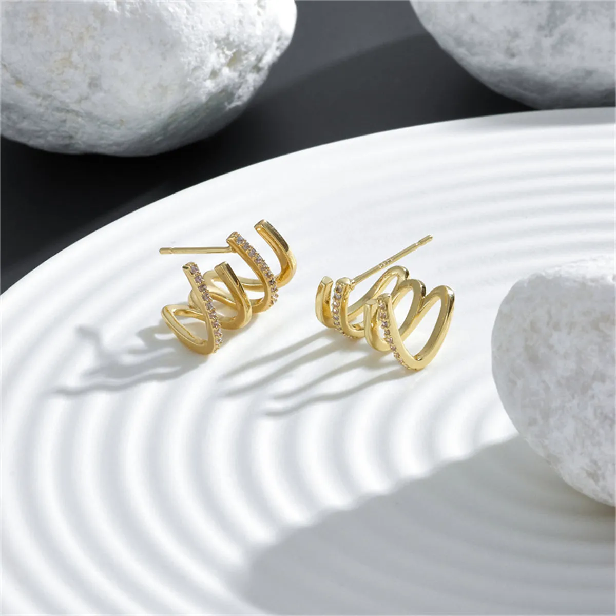 Cubic Zirconia & 18K Gold-Plated Pavé Prong Stud Earrings