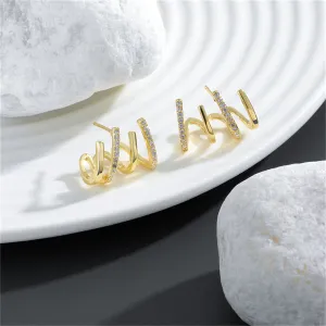 Cubic Zirconia & 18K Gold-Plated Pavé Prong Stud Earrings