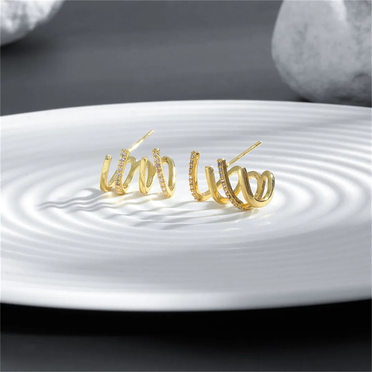 Cubic Zirconia & 18K Gold-Plated Pavé Prong Stud Earrings
