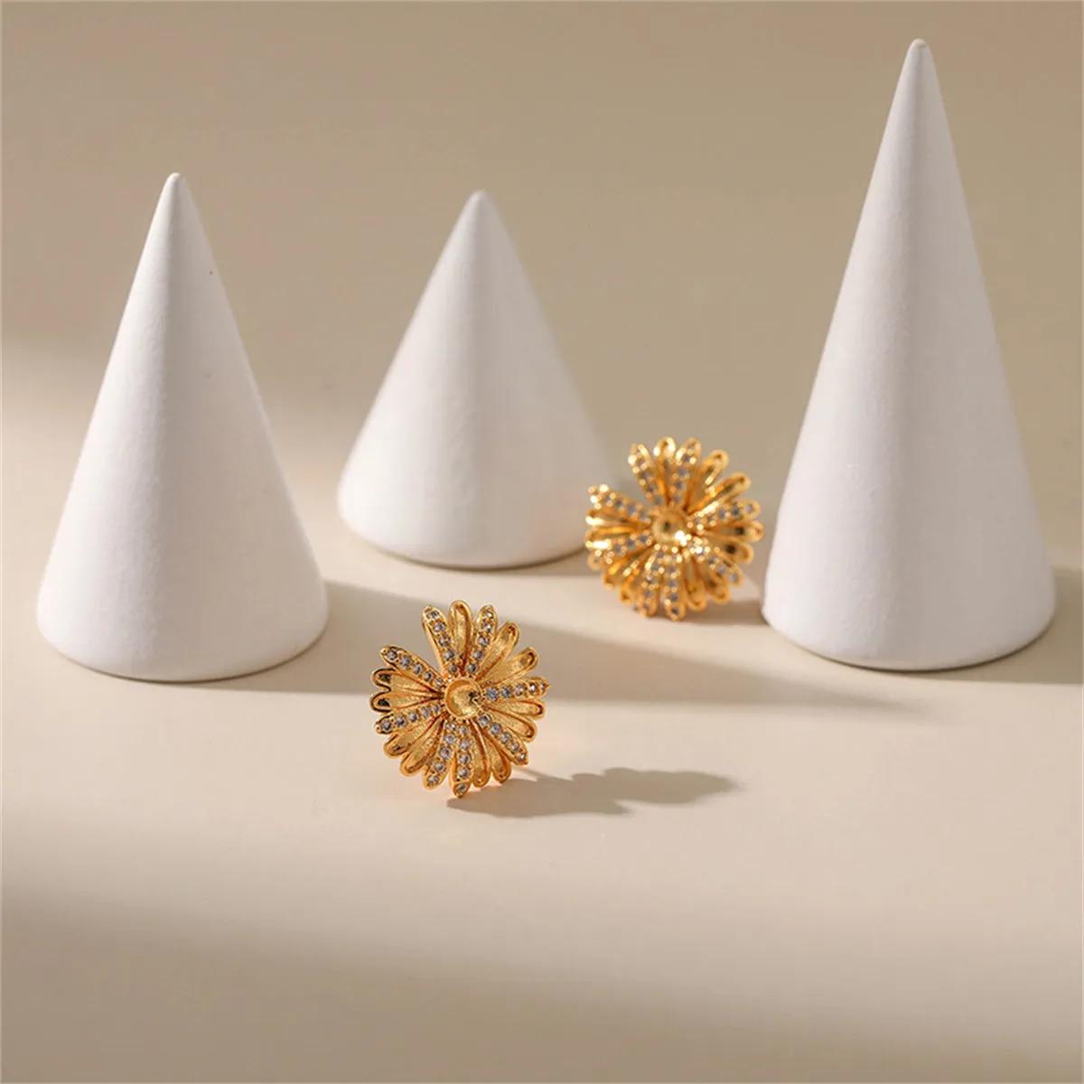 Cubic Zirconia & 18K Gold-Plated Sunflower Stud Earrings
