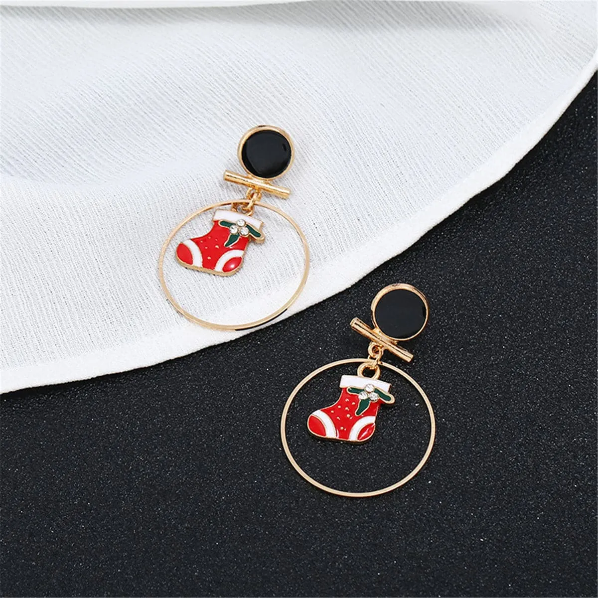 Cubic Zirconia & 18K Gold-Plated Suspended Stocking Drop Earrings