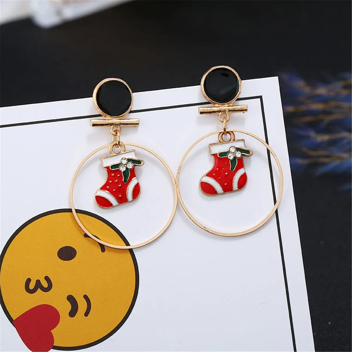 Cubic Zirconia & 18K Gold-Plated Suspended Stocking Drop Earrings