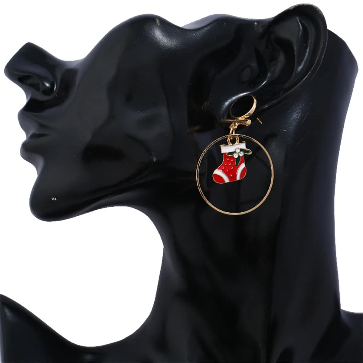 Cubic Zirconia & 18K Gold-Plated Suspended Stocking Drop Earrings