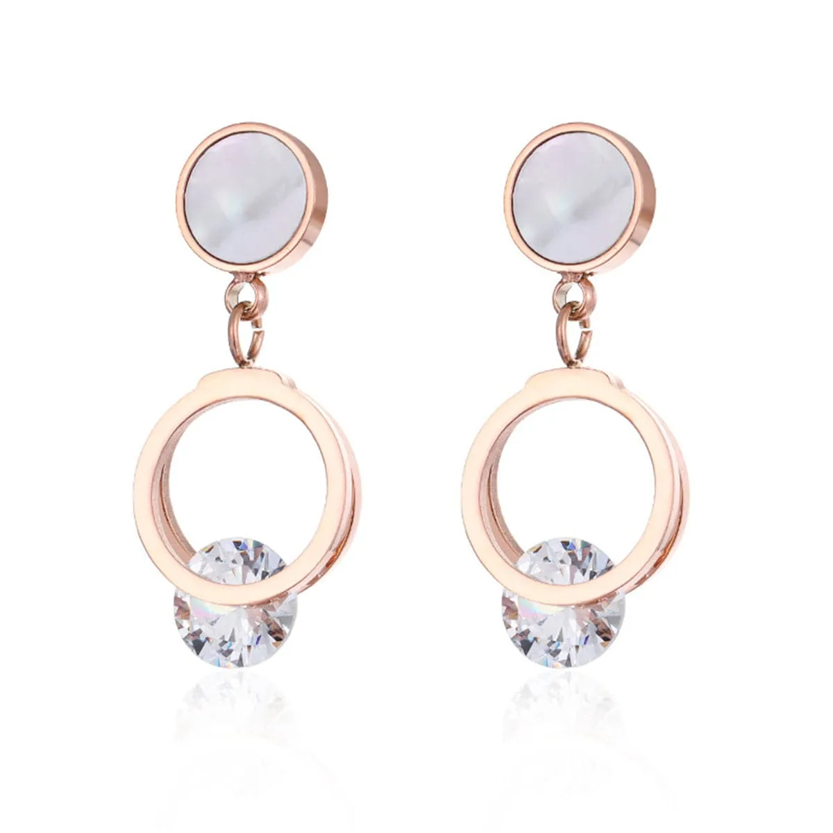 Cubic Zirconia & 18K Rose Gold-Plated Clipped Drop Earring