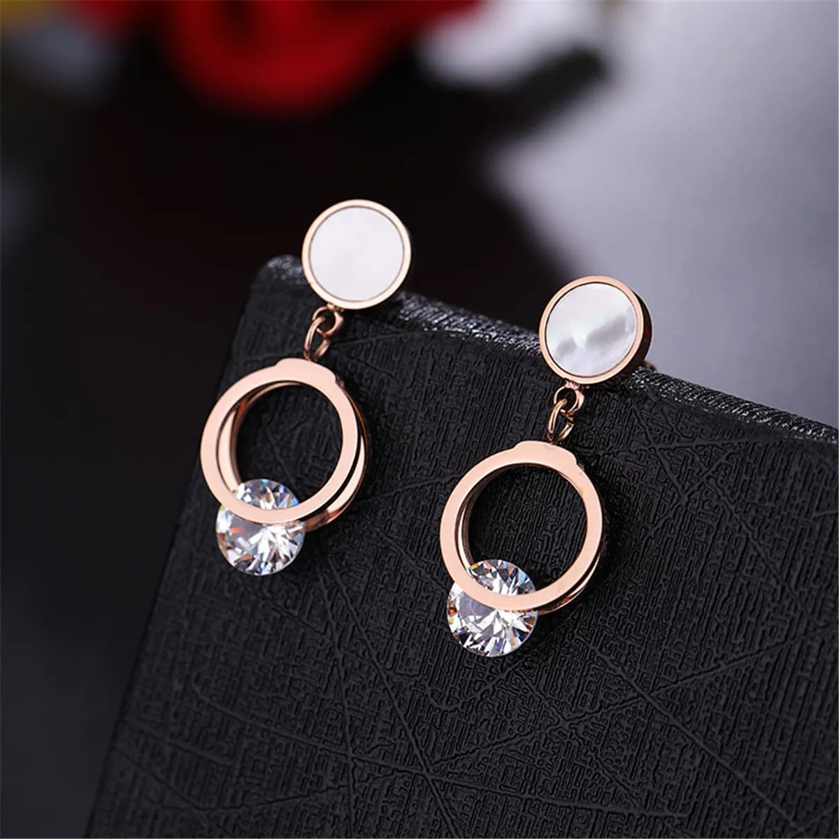Cubic Zirconia & 18K Rose Gold-Plated Clipped Drop Earring