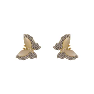 Cubic Zirconia & Cats Eye Butterfly Stud Earrings