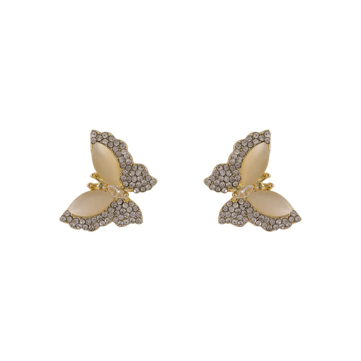 Cubic Zirconia & Cats Eye Butterfly Stud Earrings
