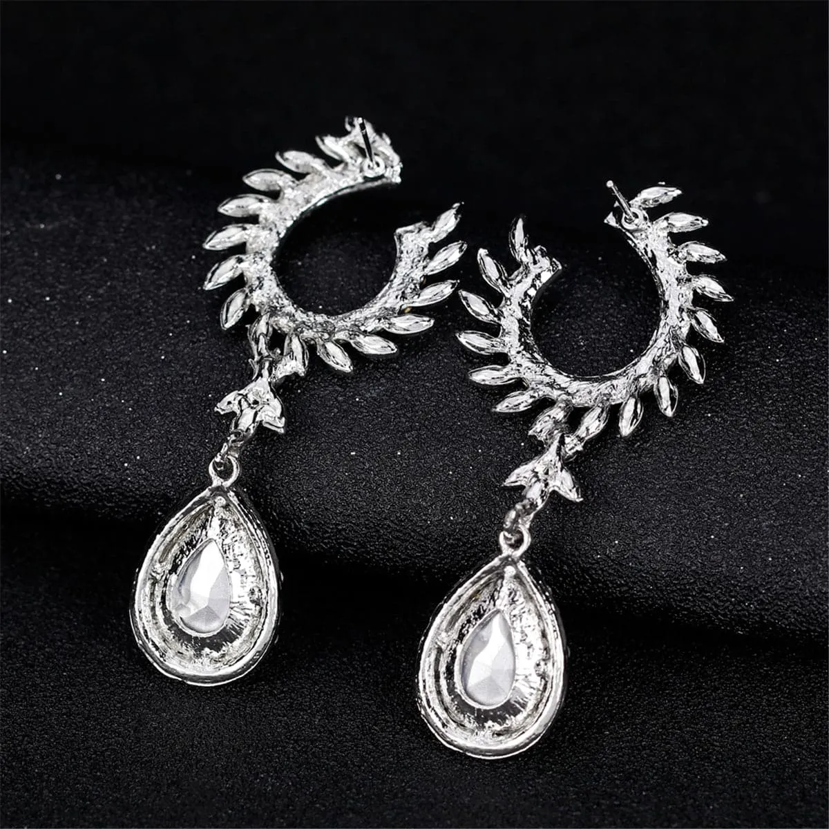Cubic Zirconia & Crystal Fanned Botany Teardrop Earrings
