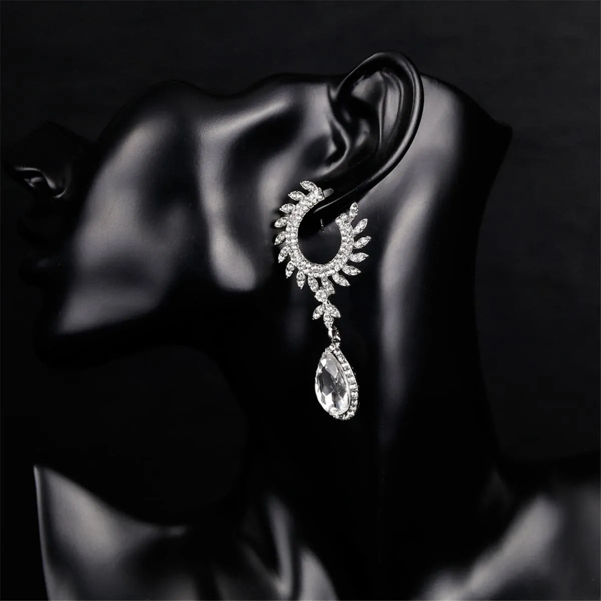 Cubic Zirconia & Crystal Fanned Botany Teardrop Earrings