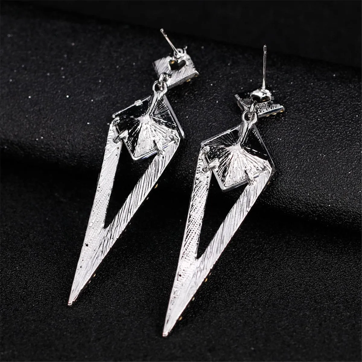 Cubic Zirconia & Crystal Geometric Triangle Drop Earrings