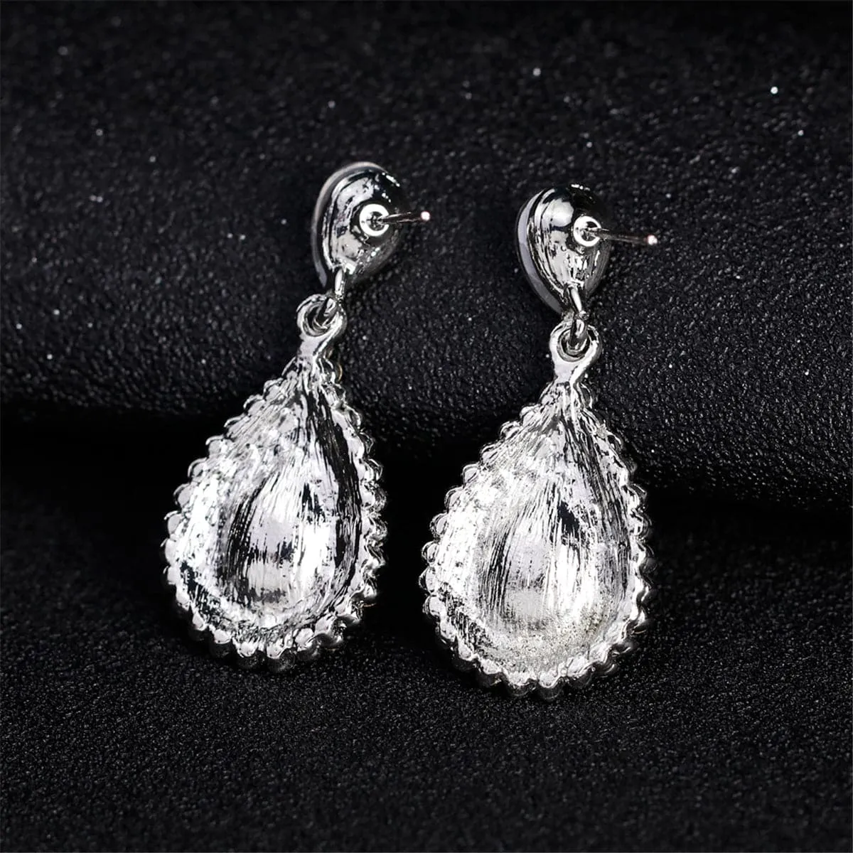 Cubic Zirconia & Crystal Halo Teardrop Earrings