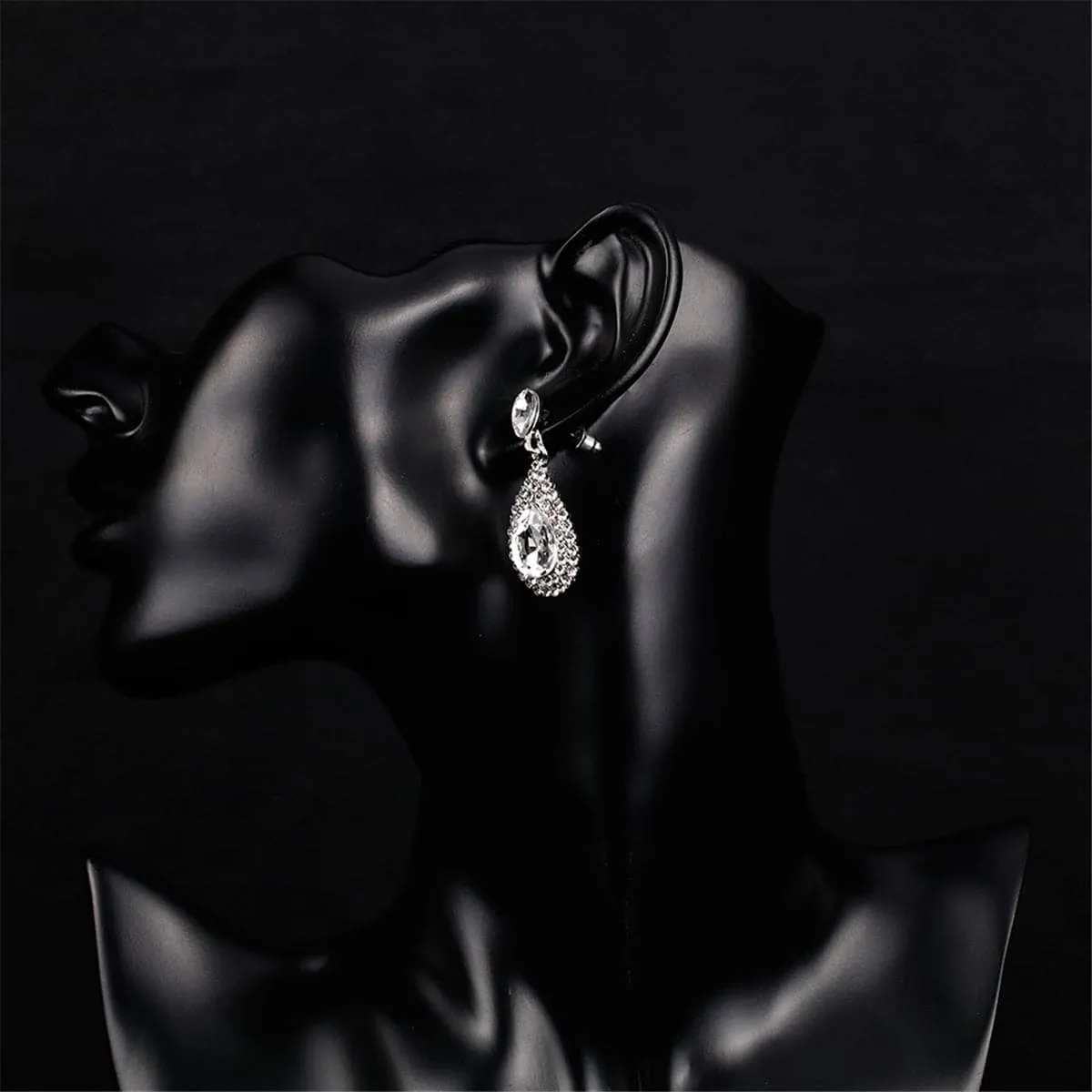 Cubic Zirconia & Crystal Halo Teardrop Earrings