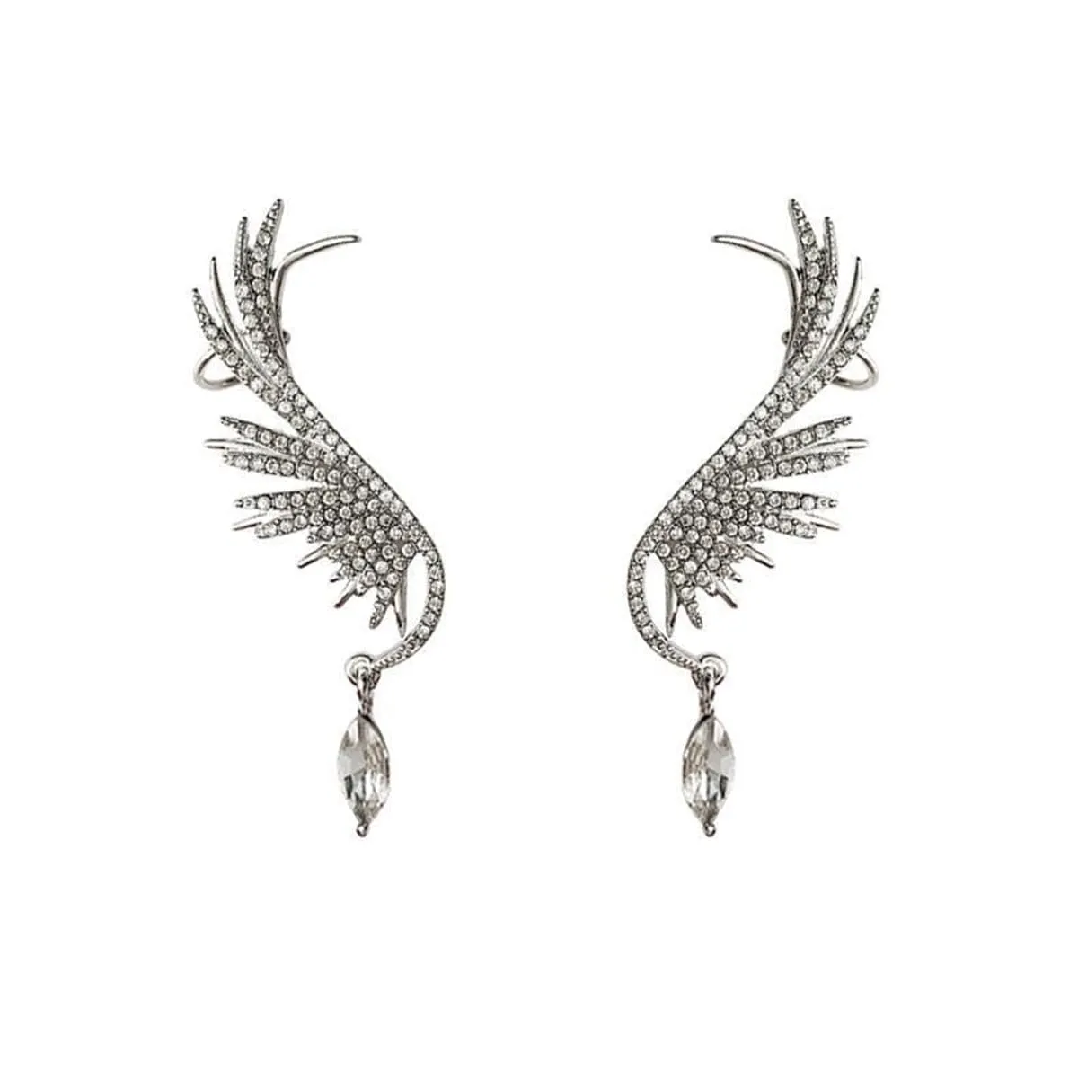 Cubic Zirconia & Crystal Wing Ear Climbers
