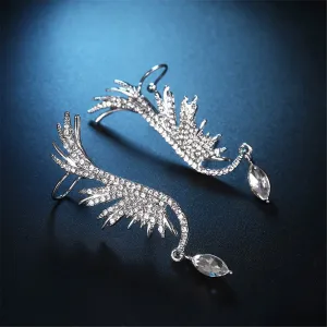 Cubic Zirconia & Crystal Wing Ear Climbers