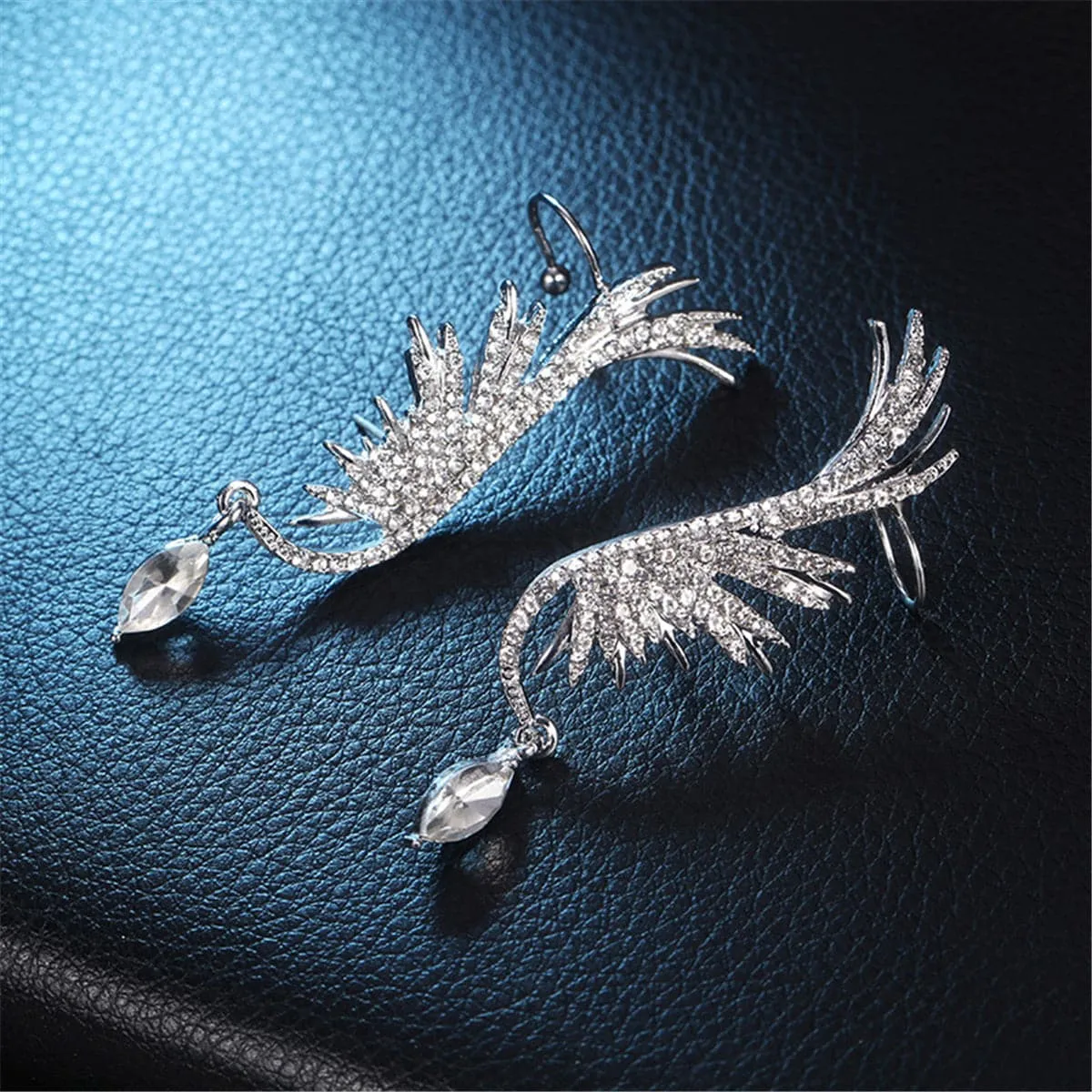 Cubic Zirconia & Crystal Wing Ear Climbers