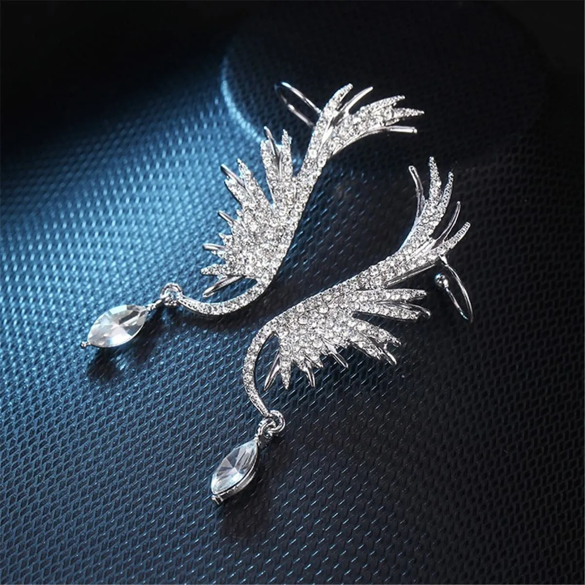 Cubic Zirconia & Crystal Wing Ear Climbers