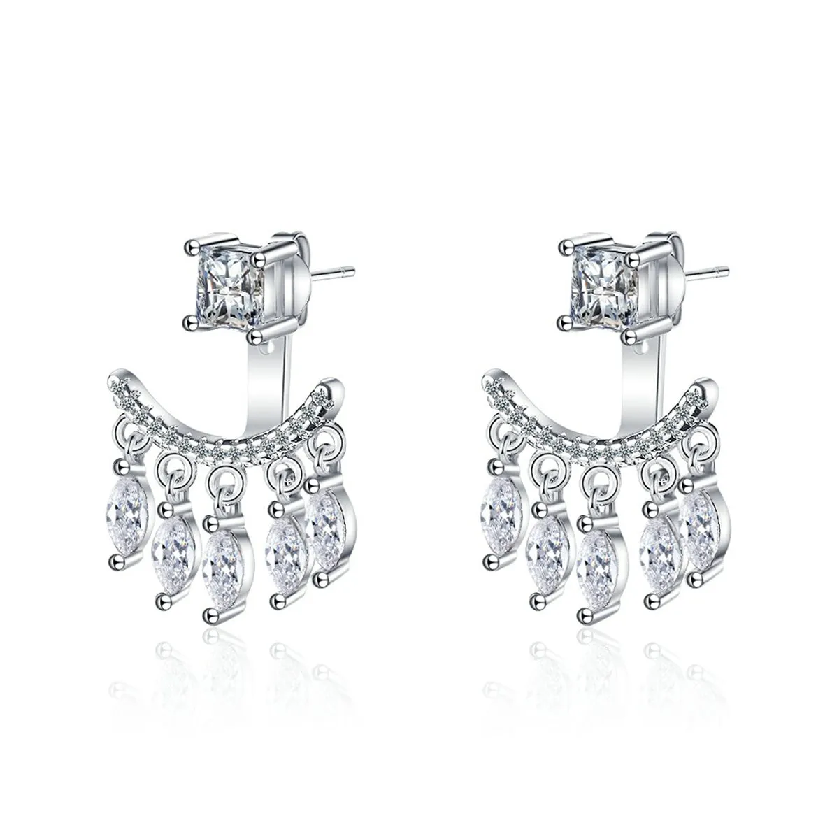 Cubic Zirconia & Silver-Plated Ear Jacket