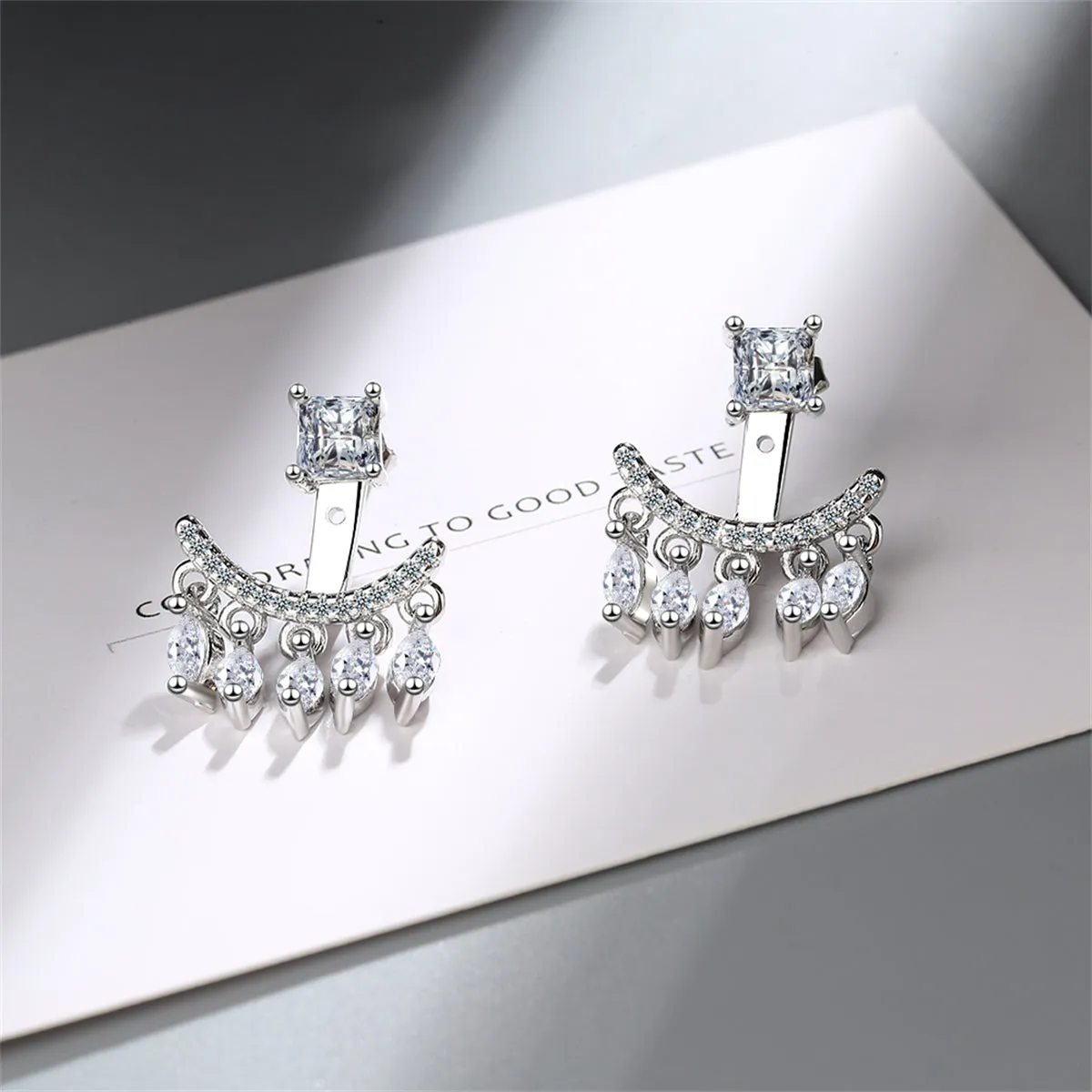 Cubic Zirconia & Silver-Plated Ear Jacket