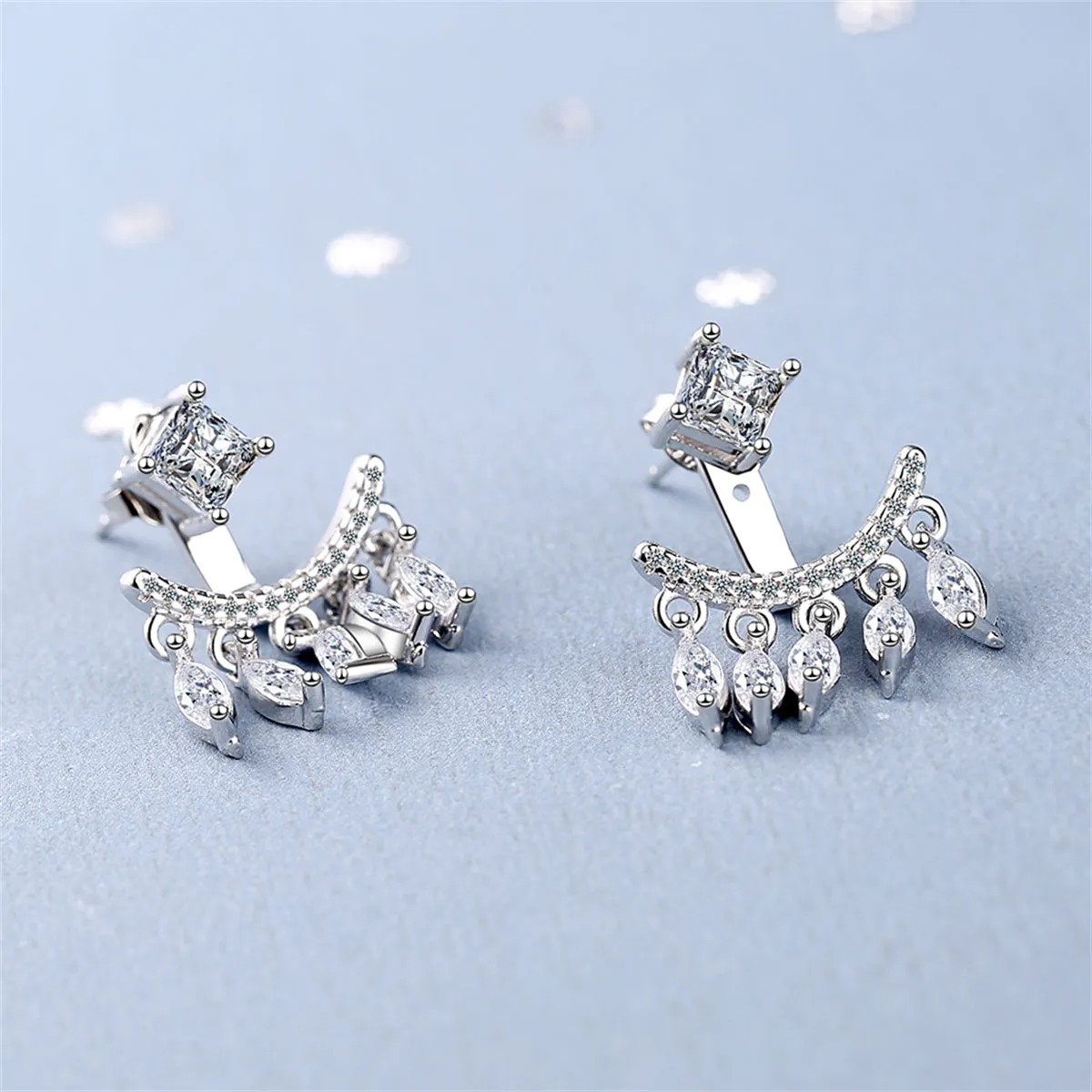 Cubic Zirconia & Silver-Plated Ear Jacket
