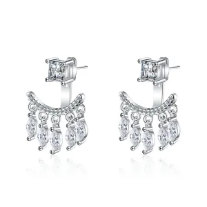 Cubic Zirconia & Silver-Plated Ear Jacket