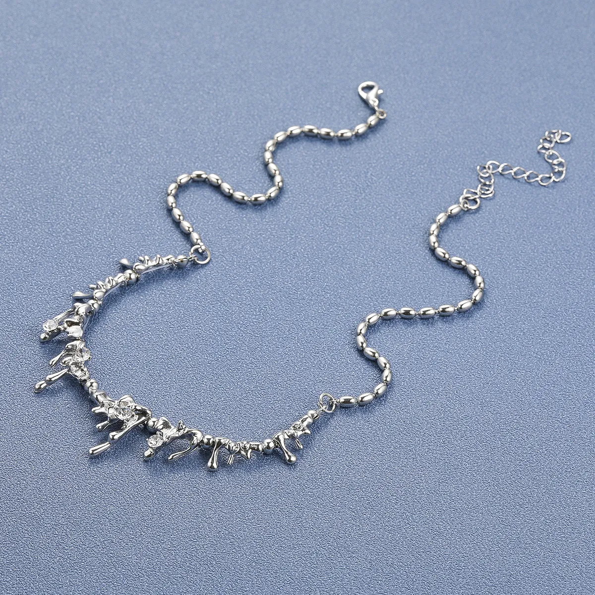 Cubic Zirconia & Silver-Plated Lava Statement Necklace