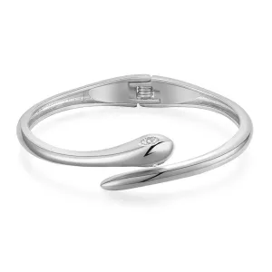 Cubic Zirconia & Silver-Plated Snake Bypass Bangle