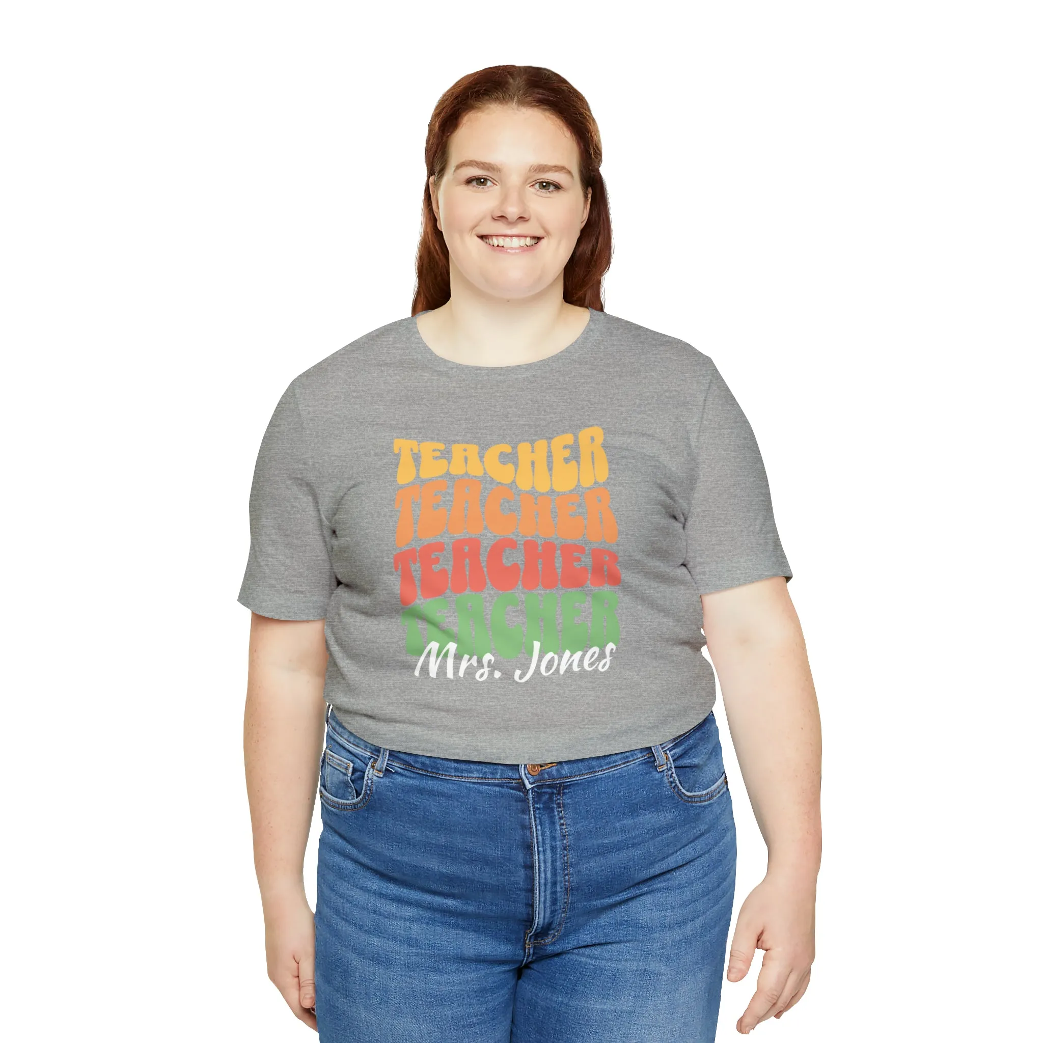 CUSTOM Teacher Teacher Teacher Personalized T-Shirt | Teacher's School Tee |  Bella Canvas 3001 Unisex | Education Short Sleeve Tshirt