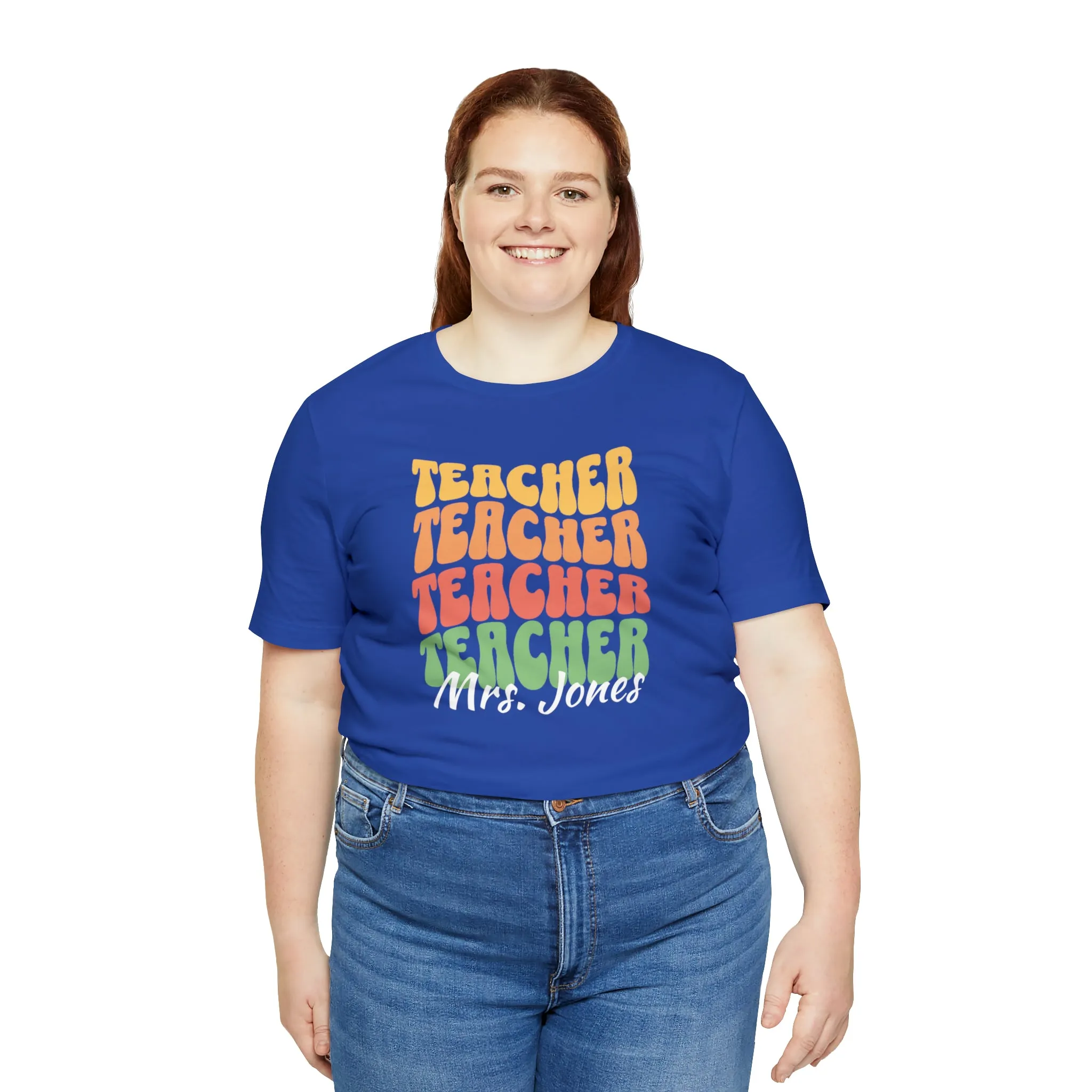 CUSTOM Teacher Teacher Teacher Personalized T-Shirt | Teacher's School Tee |  Bella Canvas 3001 Unisex | Education Short Sleeve Tshirt