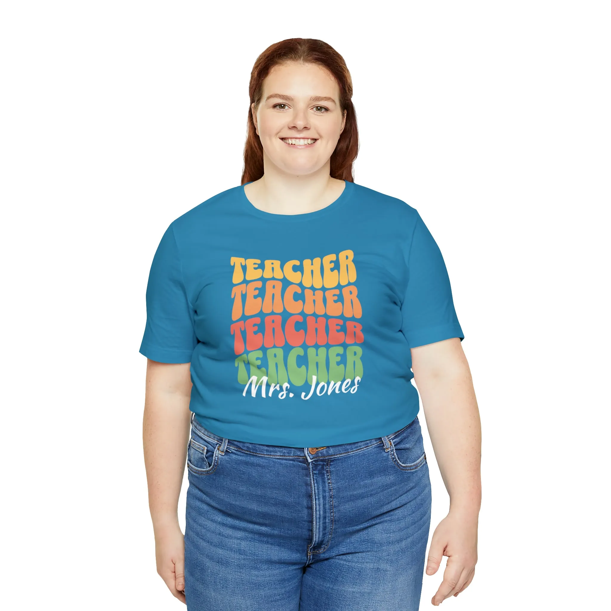 CUSTOM Teacher Teacher Teacher Personalized T-Shirt | Teacher's School Tee |  Bella Canvas 3001 Unisex | Education Short Sleeve Tshirt