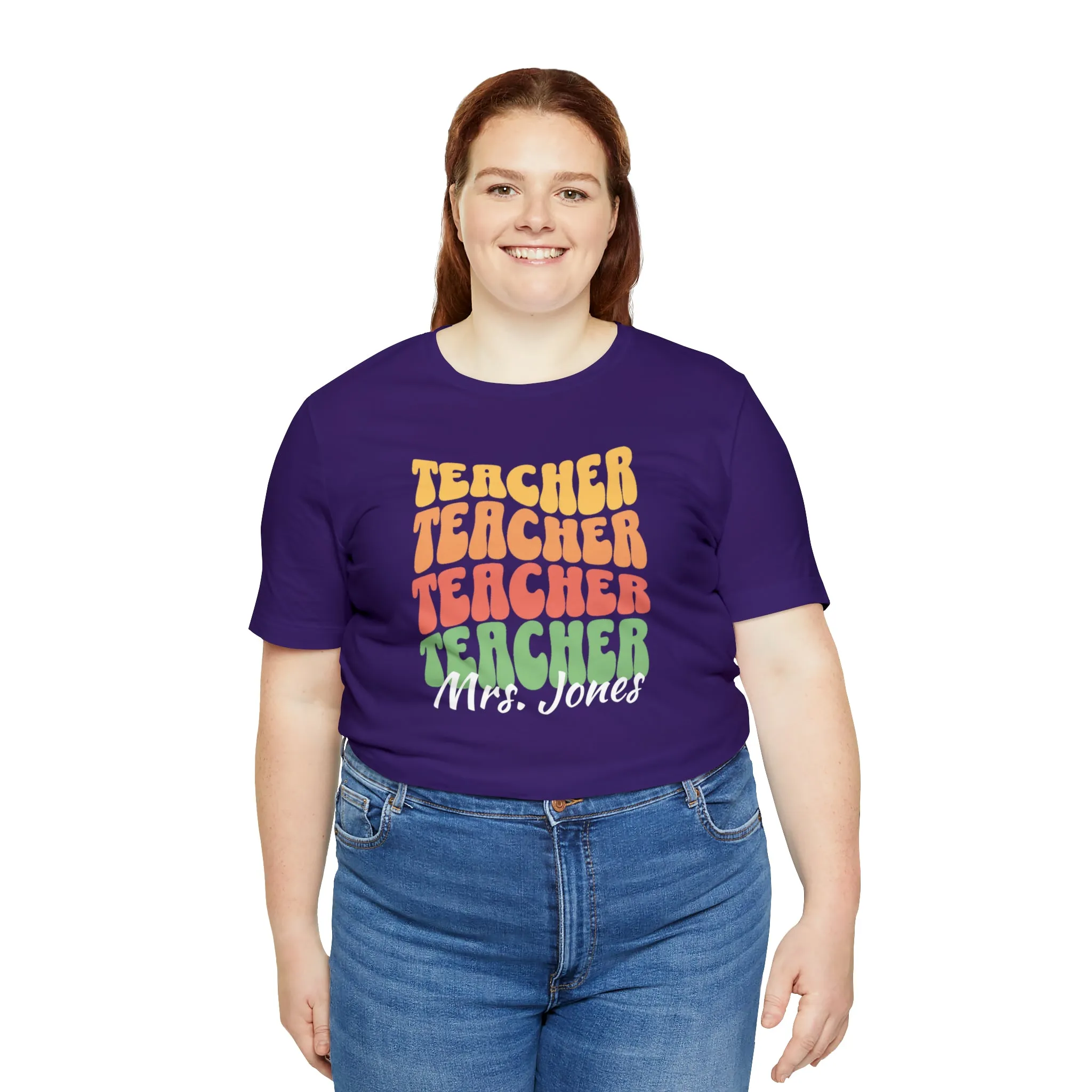 CUSTOM Teacher Teacher Teacher Personalized T-Shirt | Teacher's School Tee |  Bella Canvas 3001 Unisex | Education Short Sleeve Tshirt