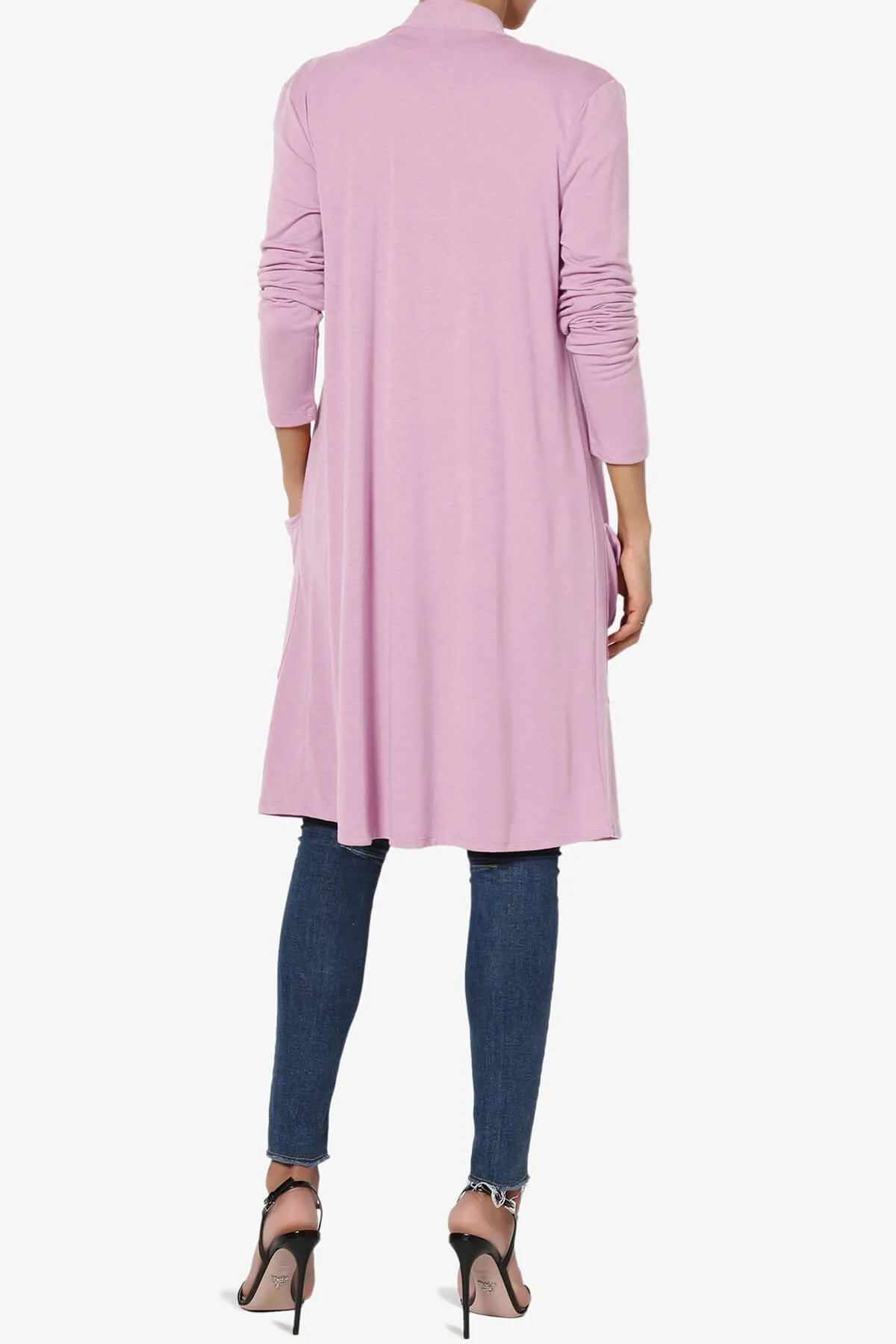 Daday Pocket Jersey Knee Length Cardigan PLUS