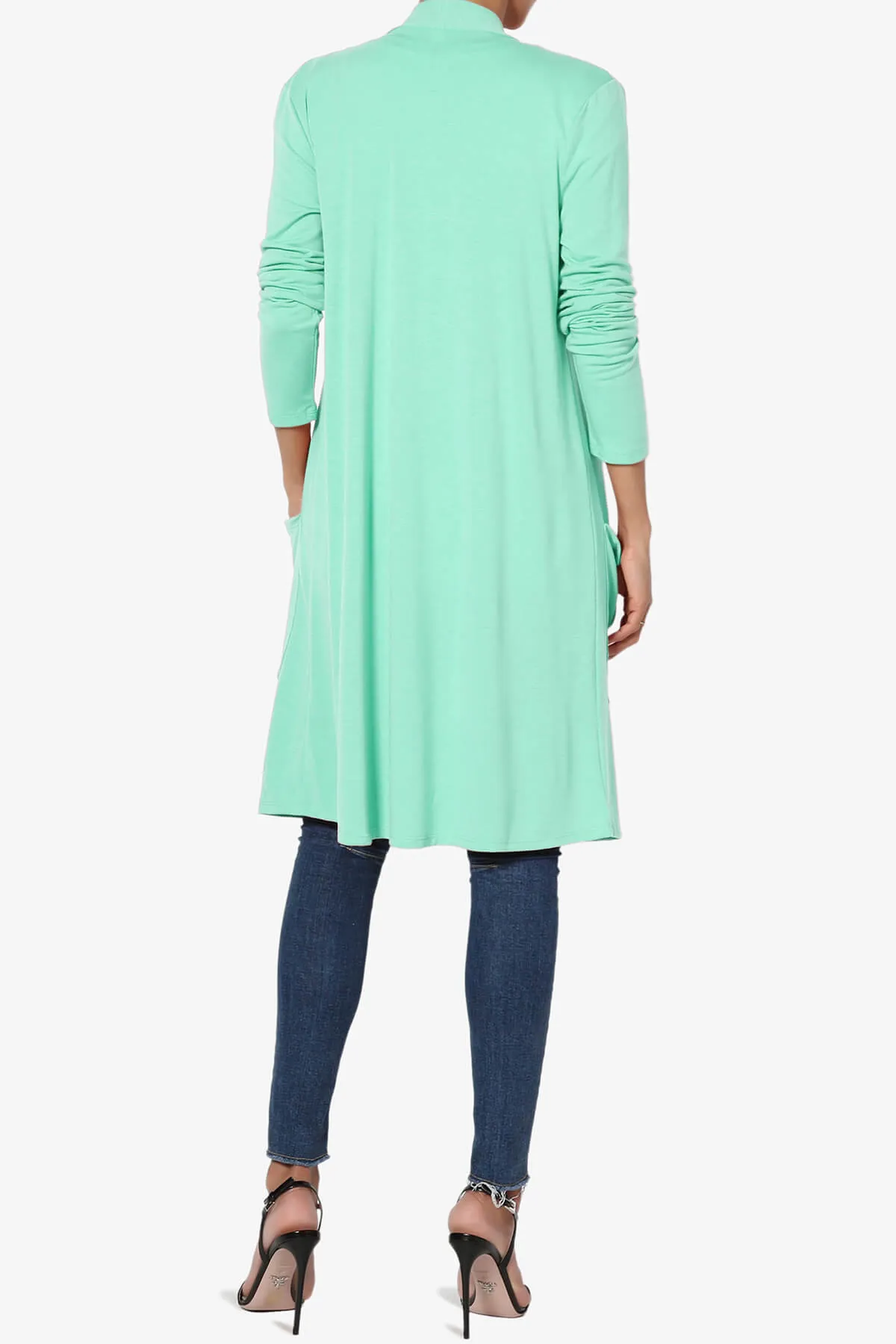 Daday Pocket Jersey Knee Length Cardigan PLUS