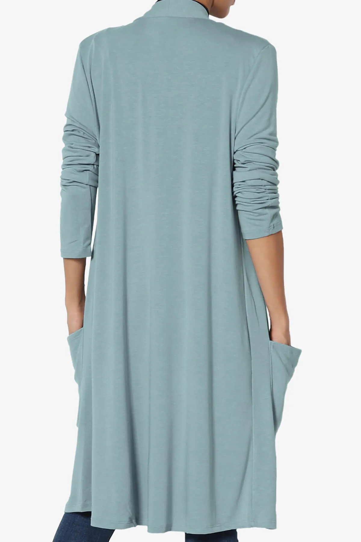 Daday Pocket Jersey Knee Length Cardigan PLUS