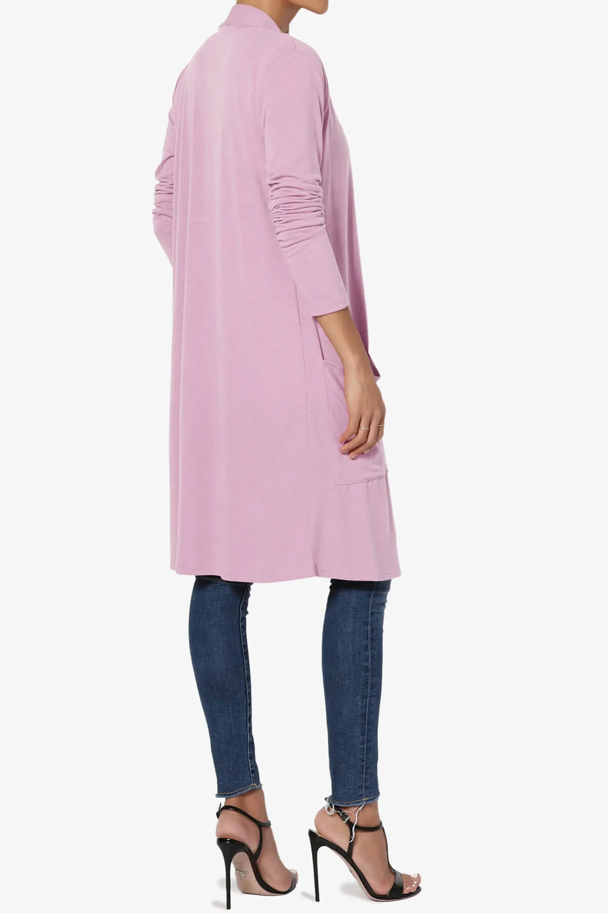 Daday Pocket Jersey Knee Length Cardigan PLUS