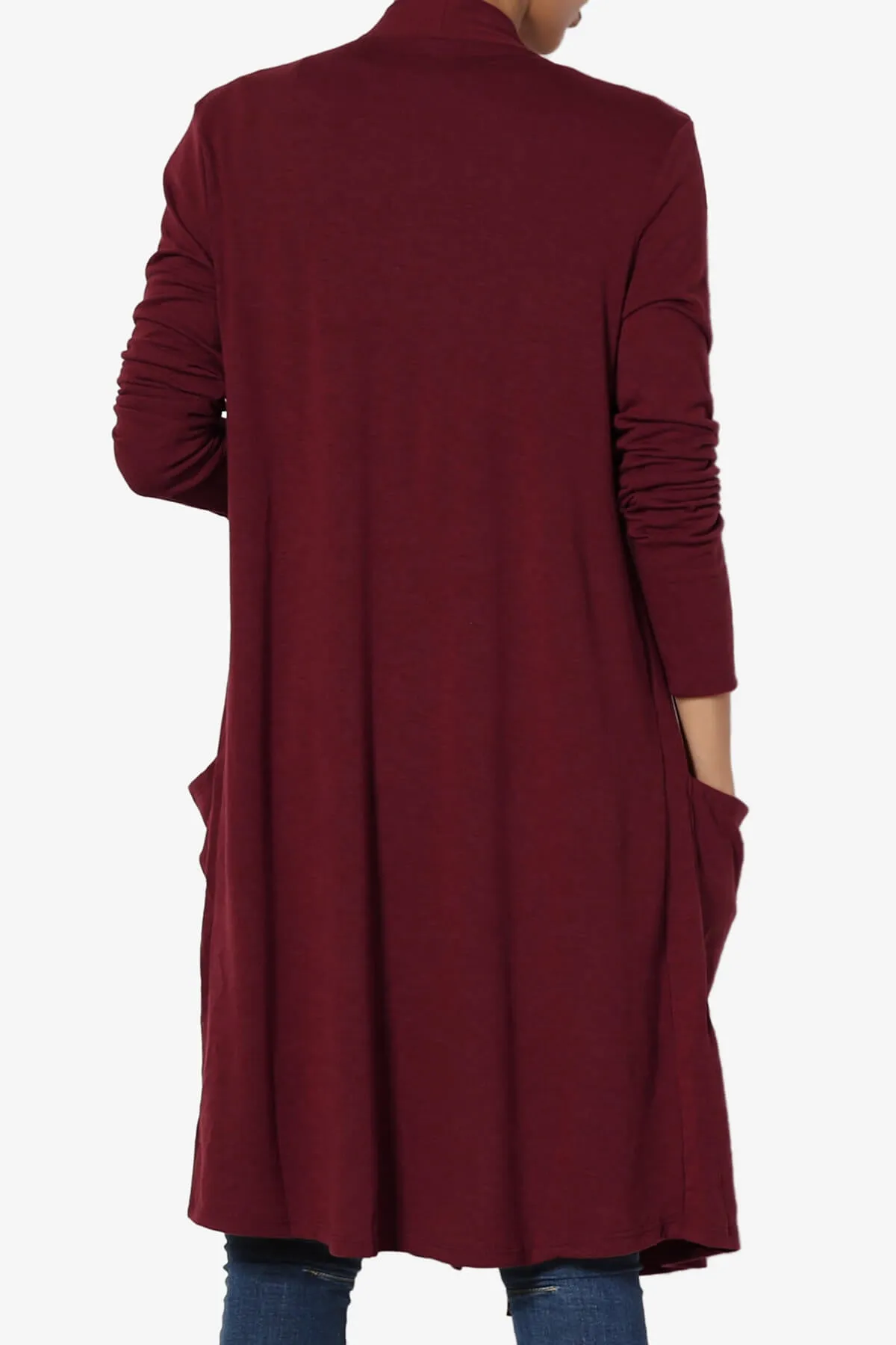 Daday Pocket Jersey Knee Length Cardigan PLUS