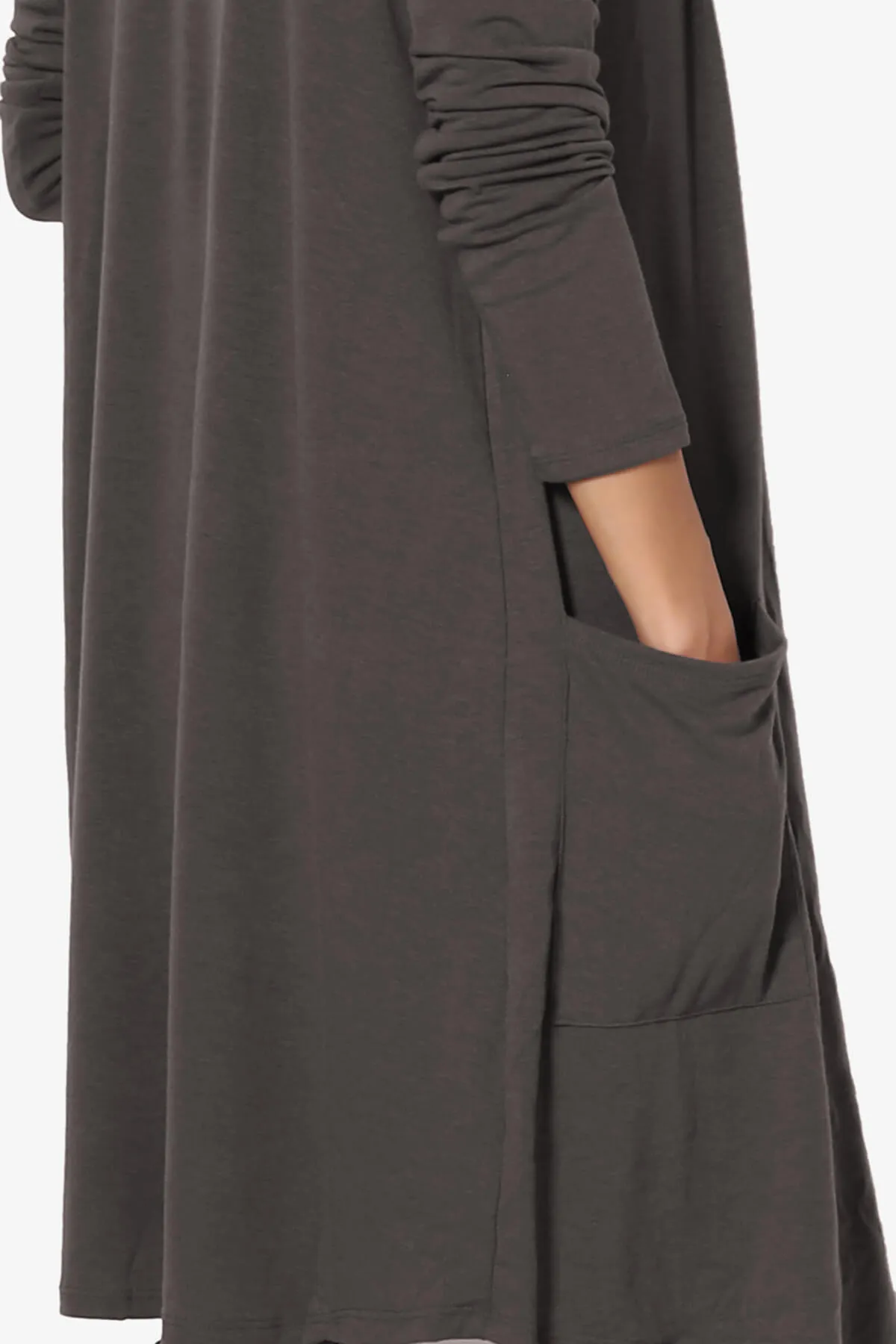 Daday Pocket Jersey Knee Length Cardigan PLUS