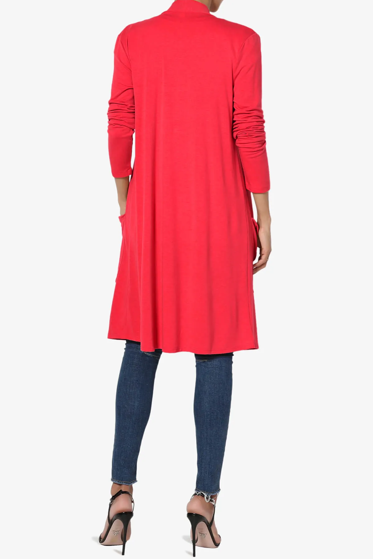 Daday Pocket Jersey Knee Length Cardigan PLUS