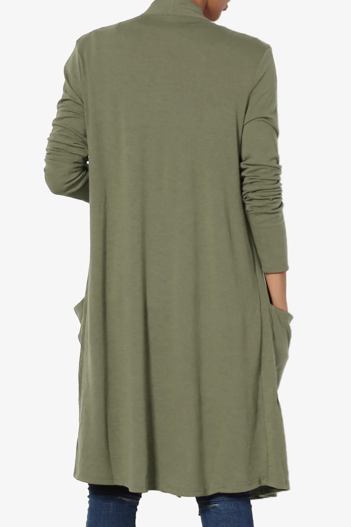 Daday Pocket Jersey Knee Length Cardigan PLUS