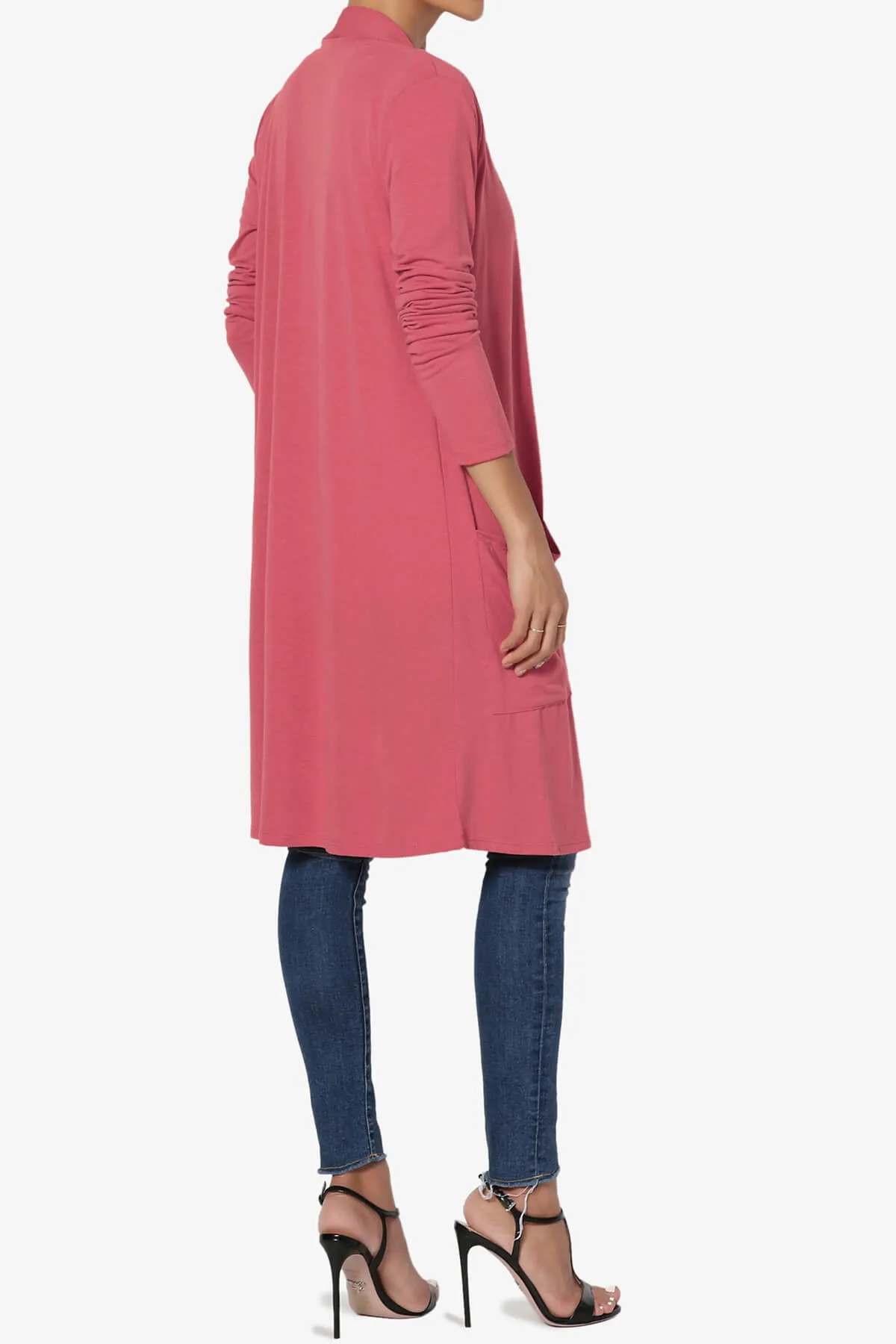 Daday Pocket Jersey Knee Length Cardigan PLUS