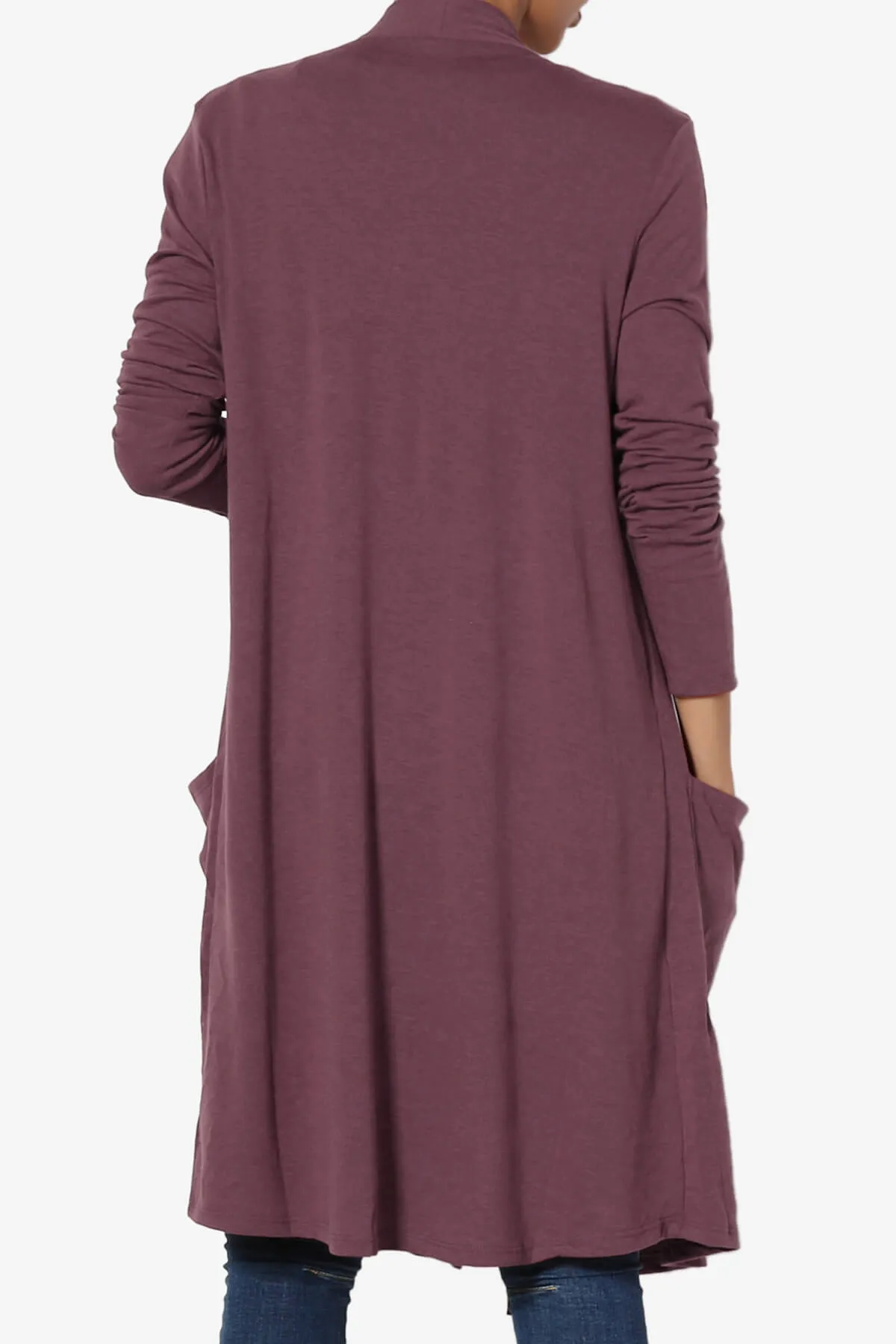 Daday Pocket Jersey Knee Length Cardigan PLUS